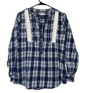 Ruff Hewn Blue and White Plaid Button Down Shirt
